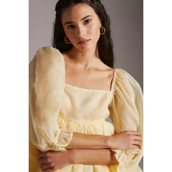 Anthropologie Selkie Puffed-Sleeve Square-Neck Mini Dress - Picture 7 of 9